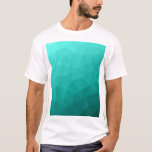 Turquoise blauwgroen gradiënt geometrisch maaspatr t-shirt<br><div class="desc">Elegant modern geometrisch t-shirt voor iedereen. Licht turquoise gradiënt geometrisch mesh patroon heldere driehoeken ombre. Driehoek geometrisch netwerk met ombre gradiënt ontwerp.</div>