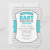 Turquoise Blauwgroen Gray Chevron Baby shower Uitn Kaart (Voorkant)