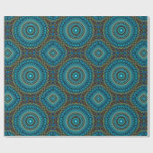 Turquoise Blauwgroen Green Mandala Round Star Patt Cadeaupapier (Vlak)