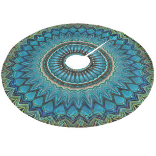 Turquoise Blauwgroen Green Mandala Round Star Patt Fleece Kerstboom Rok