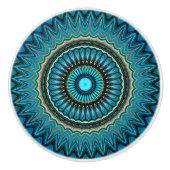 Turquoise Blauwgroen Green Mandala Round Star Patt Keramische Knop (Voorkant)