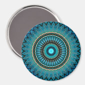 Turquoise Blauwgroen Green Mandala Round Star Patt Magneet (Voorkant / Achterkant)