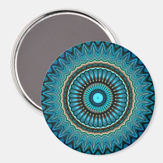 Turquoise Blauwgroen Green Mandala Round Star Patt Magneet (Voorkant / Achterkant)