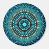 Turquoise Blauwgroen Green Mandala Round Star Patt Magneet (Voorkant)