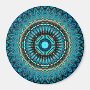 Turquoise Blauwgroen Green Mandala Round Star Patt Magneet