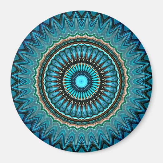 Turquoise Blauwgroen Green Mandala Round Star Patt Magneet (Voorkant)