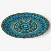 Turquoise Blauwgroen Green Mandala Round Star Patt Papieren Bordje (Gekanteld)