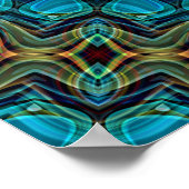 Turquoise Blauwgroen Green Mandala Round Star Patt Poster (Hoek)