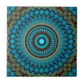 Turquoise Blauwgroen Green Mandala Round Star Patt Tegeltje (Voorkant)