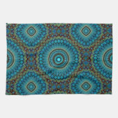 Turquoise Blauwgroen Green Mandala Round Star Patt Theedoek (Horizontaal)