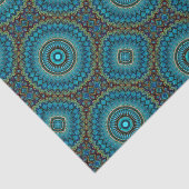 Turquoise Blauwgroen Green Mandala Round Star Patt Tissuepapier (Detail)