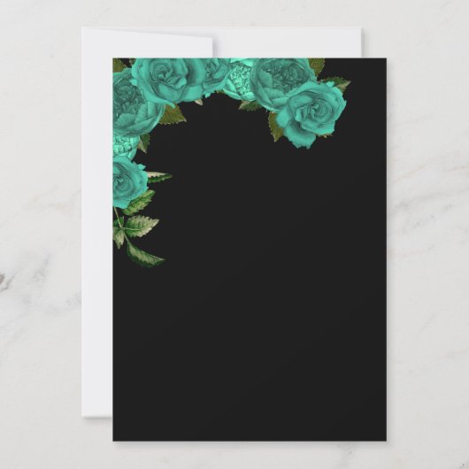 Turquoise Blauwgroen Green Roos Gold Elegant Quinc Kaart (Achterkant)