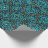 Turquoise Blauwgroen Green Round Mandala Art Star Cadeaupapier (Hoek)