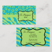 Turquoise Blauwgroen & Green Zebra & Cheetah Skin  Visitekaartje (Voorkant / Achterkant)