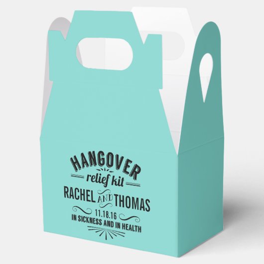Turquoise Blauwgroen Hangover Relief Kit Bedankdoosjes (Geopend)
