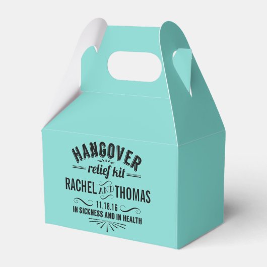 Turquoise Blauwgroen Hangover Relief Kit Bedankdoosjes (Voorkant Zijde)