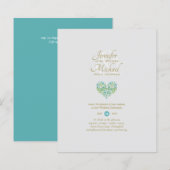 Turquoise Blauwgroen Heart Vrijgezellenfeest van M (Voorkant / Achterkant)