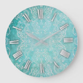 Turquoise Blauwgroen Klassieke barokesmantel vervo Grote Klok (Voorkant)