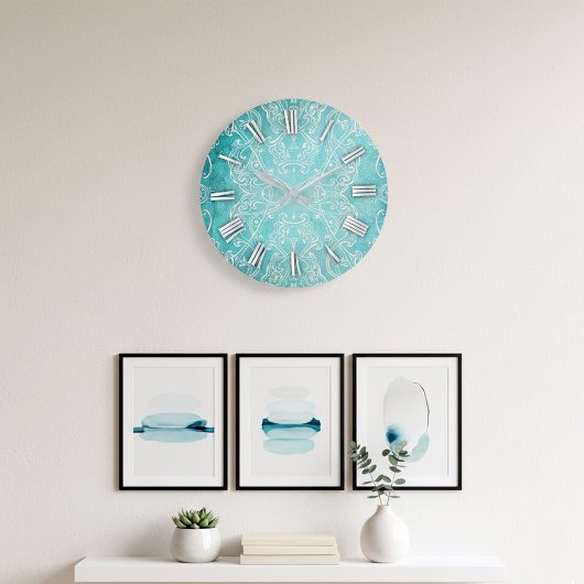 Turquoise Blauwgroen Klassieke barokesmantel vervo Grote Klok