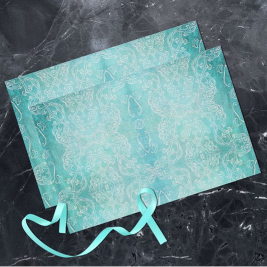 Turquoise Blauwgroen Klassieke barokesmantel vervo Tissuepapier