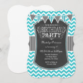 Turquoise Blauwgroen Krijtbord Chevron Verjaardag  Kaart (Voorkant / Achterkant)