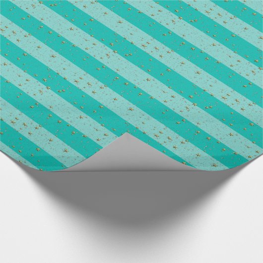 Turquoise, Blauwgroen LG Preppy Stripe 2X DIY BG S Cadeaupapier (Hoek)