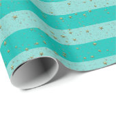 Turquoise, Blauwgroen LG Preppy Stripe 2X DIY BG S Cadeaupapier (Rol Hoek)
