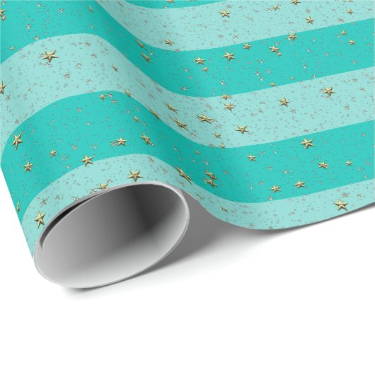 Turquoise, Blauwgroen LG Preppy Stripe 2X DIY BG S Cadeaupapier (Rol Hoek)
