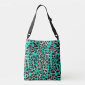 Turquoise Blauwgroen luipaardprint Crossbody Tas (Achterkant)