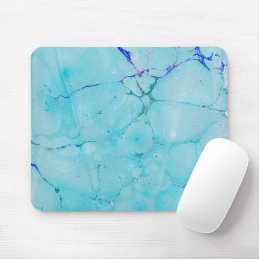 Turquoise Blauwgroen Marble Paint Abstracte Waterv Muismat (Met muis)