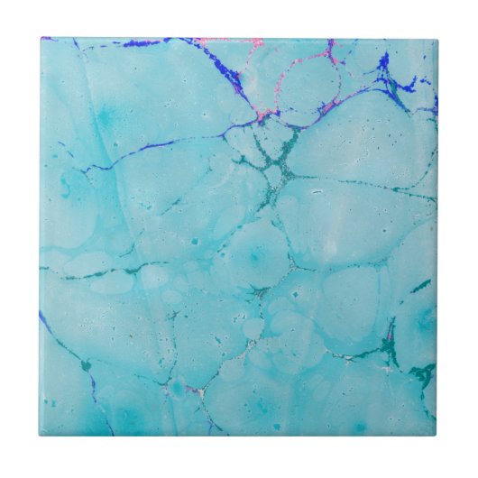 Turquoise Blauwgroen Marble Paint Abstracte Waterv Tegeltje (Voorkant)