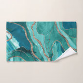 Turquoise Blauwgroen marmer Agate Gold Glitter Gla Bad Handdoek (Handdoek)