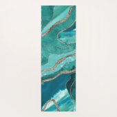 Turquoise Blauwgroen marmer Agate Gold Glitter Gla Yogamat (Achterkant)
