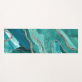 Turquoise Blauwgroen marmer Agate Gold Glitter Gla Yogamat (Voorkant (horizontaal))