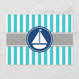 Turquoise Blauwgroen Nautical Sailboat Stripes Briefkaart