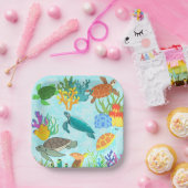 Turquoise Blauwgroen Onderzee Zee Schildpadden Oce Papieren Bordje (Feest)