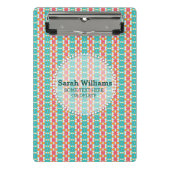 Turquoise Blauwgroen Oranje Modern Aztec Mini Klembord (Voorkant)