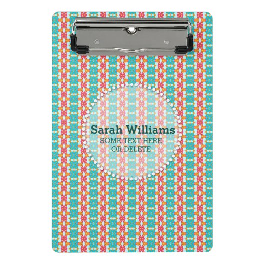 Turquoise Blauwgroen Oranje Modern Aztec Mini Klembord (Voorkant)