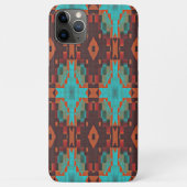 Turquoise Blauwgroen Oranje Rode Tribisch Mozaïekp Case-Mate iPhone Case (Achterkant)