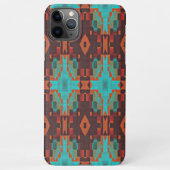 Turquoise Blauwgroen Oranje Rode Tribisch Mozaïekp iPhone Hoesje (Achterkant)