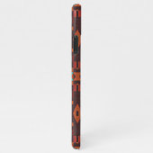 Turquoise Blauwgroen Oranje Rode Tribisch Mozaïekp iPhone Hoesje (Rechterkant)