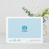 Turquoise Blauwgroen Relax Script Sla de datumfoto Save The Date (Staand voorkant)