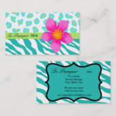 Turquoise, Blauwgroen, roze en groene Zebra & Chee Visitekaartje (Voorkant / Achterkant)