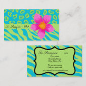 Turquoise Blauwgroen, roze en groene Zebra & Cheet Visitekaartje (Voorkant / Achterkant)