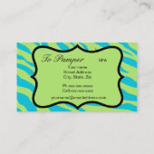 Turquoise Blauwgroen, roze en groene Zebra & Cheet Visitekaartje (Achterkant)
