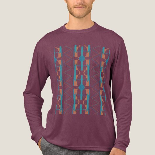 Turquoise Blauwgroen Rust Verticaal Zuidwest-geïns Tri-Blend Shirt (Voorkant volledig)