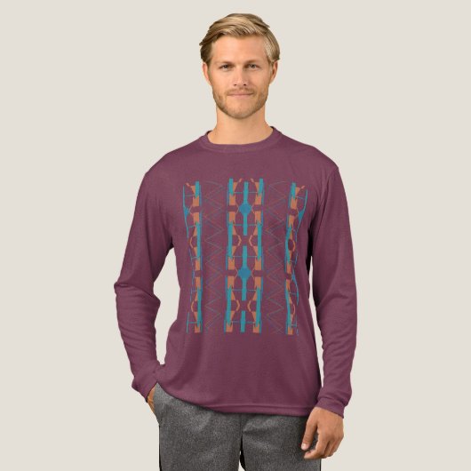 Turquoise Blauwgroen Rust Verticaal Zuidwest-geïns Tri-Blend Shirt (Voorkant)