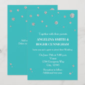 Turquoise Blauwgroen Silver Glitter Modern Wedding Kaart (Voorkant / Achterkant)