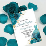 Turquoise Blauwgroen Sparkle Dress Sweet 16 Party Kaart<br><div class="desc">Turquoise Blauwgroen Sparkle Dress Sweet 16 Party Invitation more elegant floral design in onze winkel! Zie bijbehorend collectie in onze winkel</div>