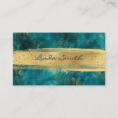 Turquoise Blauwgroen Stone Glitter Gold Brush Stro Visitekaartje (Voorkant)
